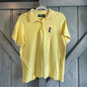 Vintage Disney Minnie Mouse Polo Shirt yellow with embroidered Minnie size large